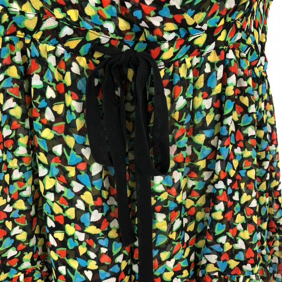 Odille Silk Flouncy Babydoll Heart Pattern Blouse - Picture 6 of 8